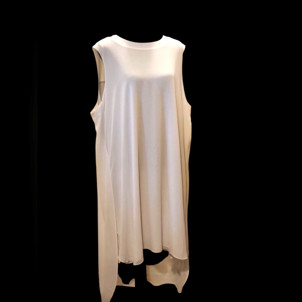 Lisa Rinna Elegant White High Low Lined Sleeveless Dress
